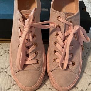 Suede Low Top Converse with Rose Gold Accents